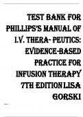 Test Bank for Phillips’s Manual of I.V. Therapeutics; Evidence-Based Practice for Infusion Therapy 7th Edition by Lisa Gorski