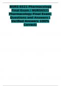 NURS 6521 Pharmacology Final Exam / NURS6521 Pharmacology Final Exam: Questions and Answers ( Verified Answers 1OO% Correct) 