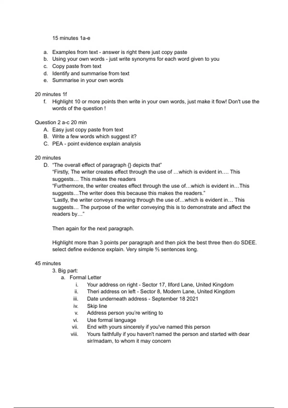 Summary Cambridge IGCSE First Language English Exam Paper Notes and ...