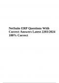 NetSuite ERP Questions With Correct Answers Latest 2203/2024 100% Correct
