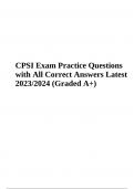 CPSI Exam Practice Questions with All Correct Answers Latest 2023/2024 (Graded A+)