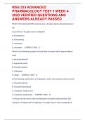 NSG 533 ADVANCED PHARMACOLOGY TEST 1 WEEK 4 2023 VERIFIED QUESTIONS AND ANSWERS ALREADY PASSED
