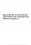 HESI EXIT RN V5 EXAM All 160 QUESTIONS AND ANSWERS 2023 UPDATE (Graded A+)