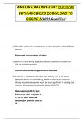 AMELIASUNG PRE-QUIZ QUESTIONS WITH ANSWERS DOWNLOAD TO SCORE A/2023.Qualified