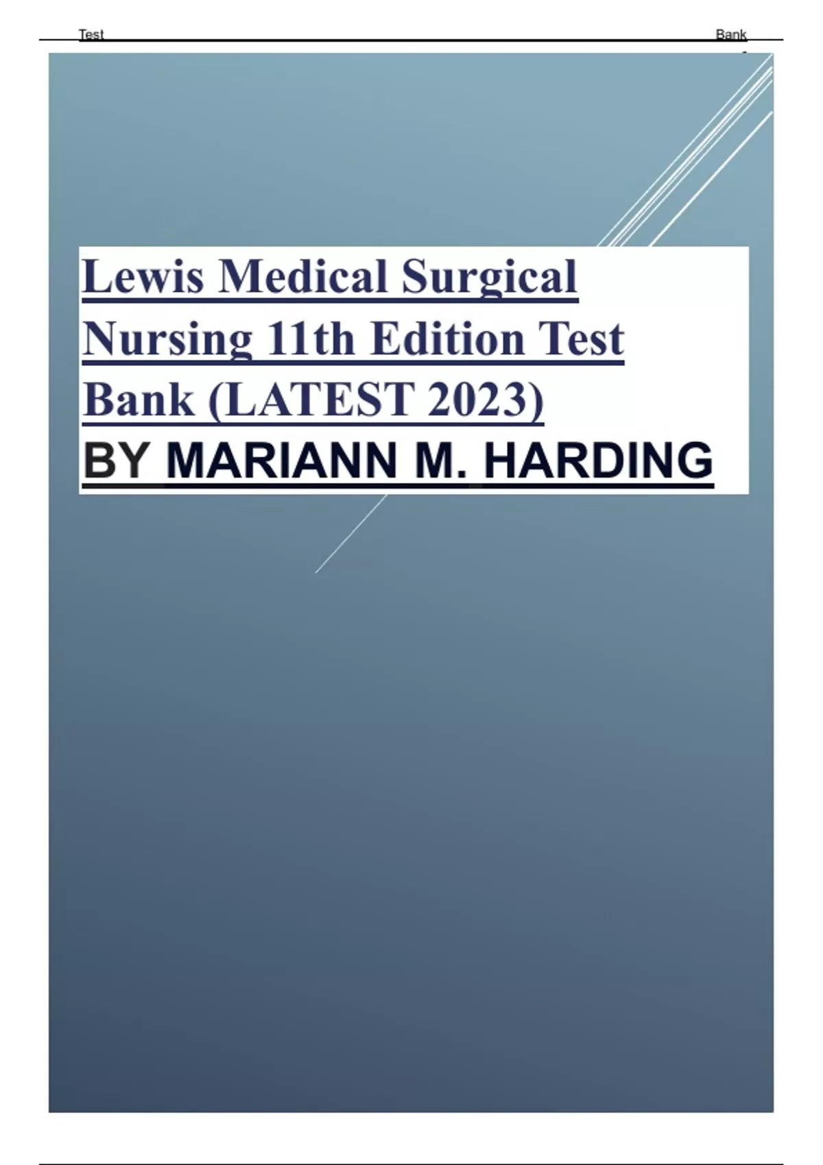 Lewis Medical Surgical Nursing 11th Edition Test Bank (LATEST 2023) BY ...