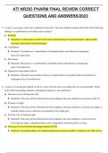 ATI NR293 PHARM FINAL REVIEW CORRECT QUESTIONS AND ANSWERS/2023