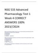 NSG 533 Advanced  Pharmacology Test 1   CORRECT  ANSWERS 100%  2023//2024