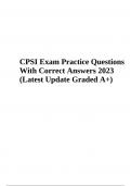 CPSI Exam Practice Questions With Verified Answers 2023 | Latest Study Guide Graded A+, CPSI Exam Questions With Correct and Verified Answers (Latest Graded A+ 2023/2024 ) & CPSI Exam Practice Questions with Correct and Verified Answers Latest Graded A+ |