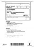 	Edexcel A Level 2018 Business Paper 1 | Marketing, people and global businesses