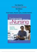 Test Bank - Fundamentals of Nursing  9th Edition by Carol Taylor, Pamela Lynn, Jennifer Bartlett | Chapter 1 – 46, Complete Guide 2023|