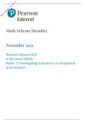 	Edexcel A Level 2021 Business Paper 3 Mark Scheme | Investigating business in a competitive Environment