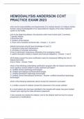 HEMODIALYSIS ANDERSON CCHT PRACTICE EXAM 2023