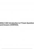 WGU C182 Introduction to IT Exam Questions and Answers (VERIFIED).