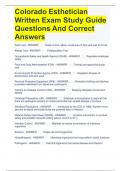 Colorado Esthetician Written Exam Study Guide Questions And Correct Answers