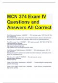 Bundle For MCN 374 Exam Questions and All Correct Answers