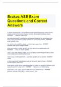 Brakes ASE Exam Questions and Correct Answers 