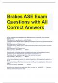 Brakes ASE Exam Questions with All Correct Answers 