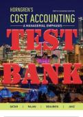 Horngren's Cost Accounting: A Managerial Emphasis, 9th Canadian Edition by Datar Srikant, Madhav,  Louis & Steve | TEST BANK - All 23 Chapters 