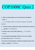 COP1000C Quiz 2 Questions and Answers 2022/2023 | 100% Verified Answers