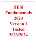 HESI Fundamentals 2020 Version 1 Tested 2023/2024