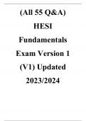  (All 55 Q&A) HESI Fundamentals Exam Version 1 (V1) Updated 2023/2024