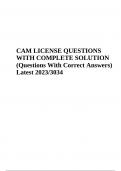 CAM LICENSE EXAM QUESTIONS WITH ANSWERS LATEST (Rated A+) 2023/2024, CAM LICENSE EXAM QUESTIONS WITH COMPLETE SOLUTION Latest and CAM EXAM Exam QUESTIONS WITH Correct Answers 2023 Latest Rated A+.