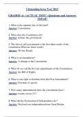 Citizenship Iowa Test 2023 GRADED A+ (ACTUAL TEST ) Questions and Answers  (Solved)