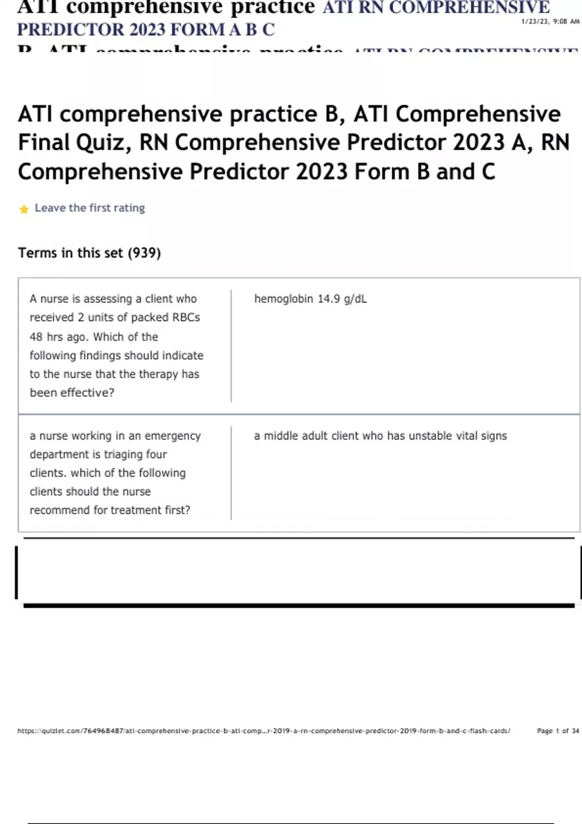 ATI comprehensive practice ATI RN COMPREHENSIVE PREDICTOR 2023 FORM A B