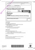 	Edexcel A Level 2022 Business Paper 2 | Business activities, decisions and strategy|9BS0/02