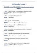 US Citizenship Test 2023 GRADED A+ (ACTUAL TEST ) Questions and Answers  (Solved)