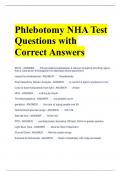 Phlebotomy NHA Test Questions with Correct Answers 