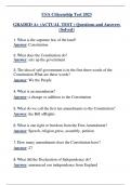 USA Citizenship Test 2023 GRADED A+ (ACTUAL TEST ) Questions and Answers  (Solved)