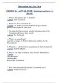 Wisconsin Civics Test 2023 GRADED A+ (ACTUAL TEST ) Questions and Answers  (Solved)