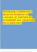 TESTBANK COMMUNITY HEALTH NURSING IN CANADA 3rd EDITION BY STANHOPE ALL CHAPTERS INCLUDED 2023.
