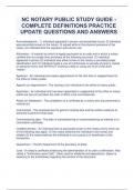 NC NOTARY PUBLIC STUDY GUIDE - COMPLETE DEFINITIONS PRACTICE UPDATE QUESTIONS AND ANSWERS