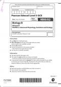 Edexcel A Level 2022 Biology B PAPER 2: Advanced Physiology, Evolution and Ecology 