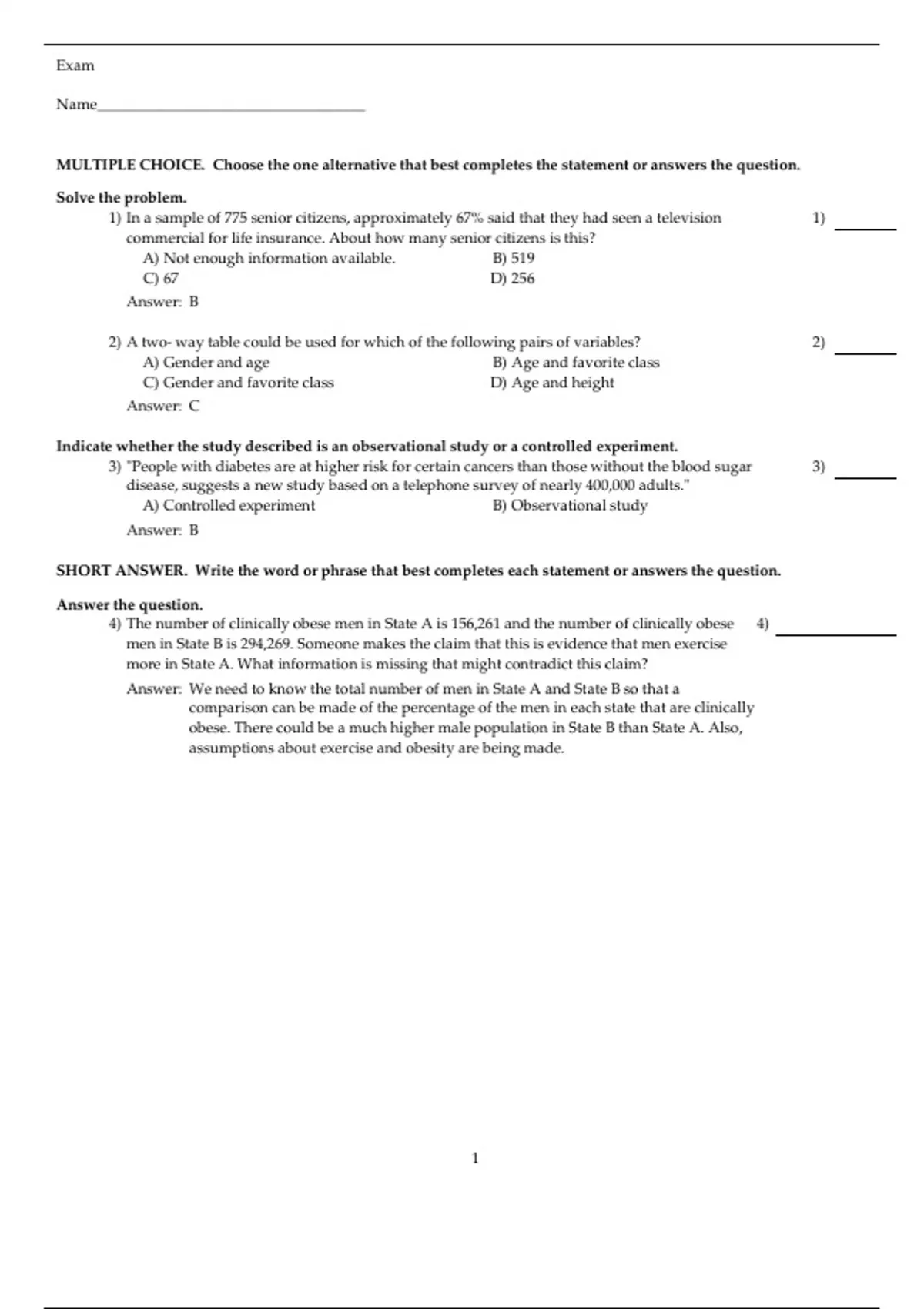 Test bank for Essential Statistics, 3rd Edition, Robert N. Gould, Colleen  Ryan, Rebecca Wong - Essential Statistics, 3rd Edition, - Stuvia US