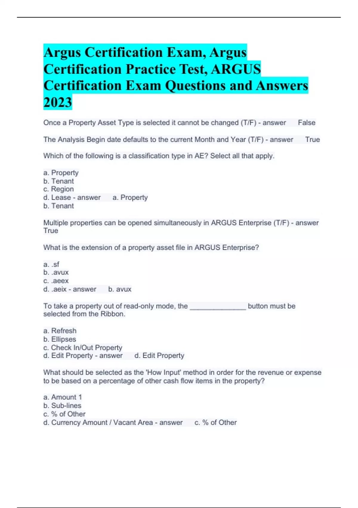 Argus Certification Exam Argus Certification Practice Test ARGUS