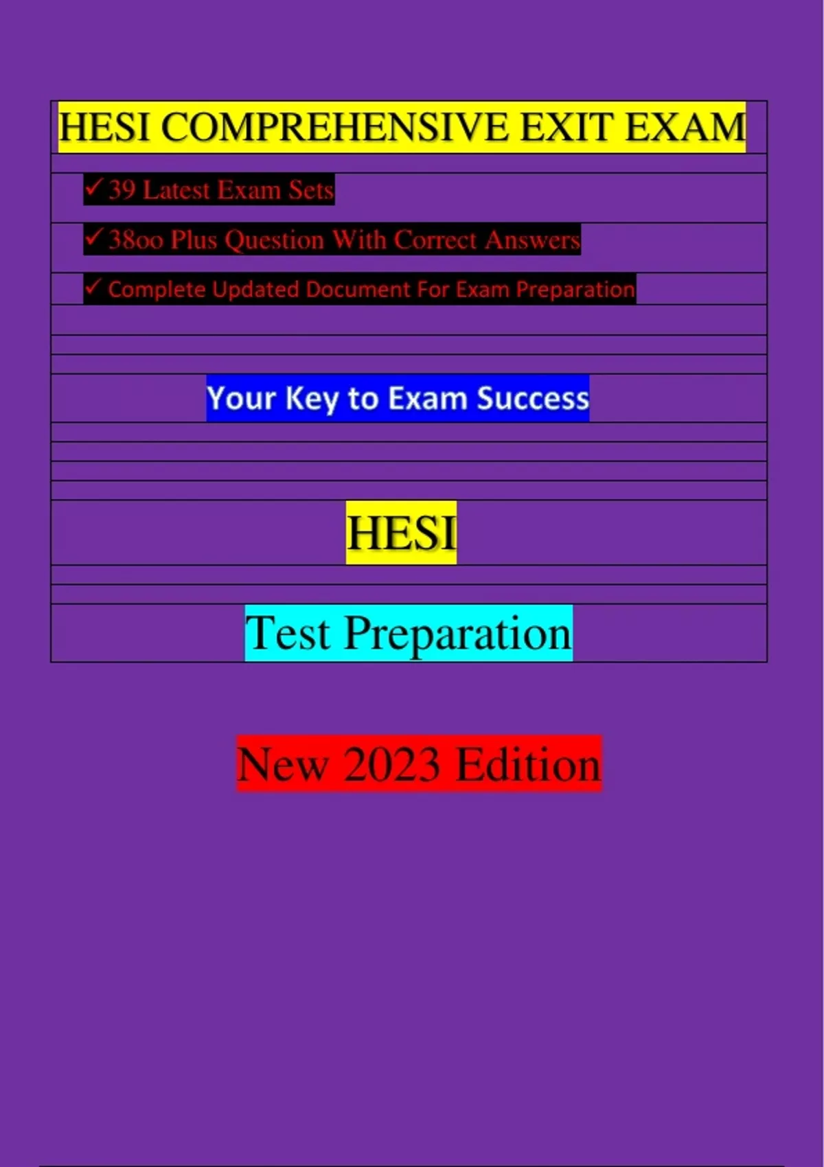 HESI PN COMPREHENSIVE EXIT EXAM (39 EXAM SETS) / PN HESI COMPREHENSIVE