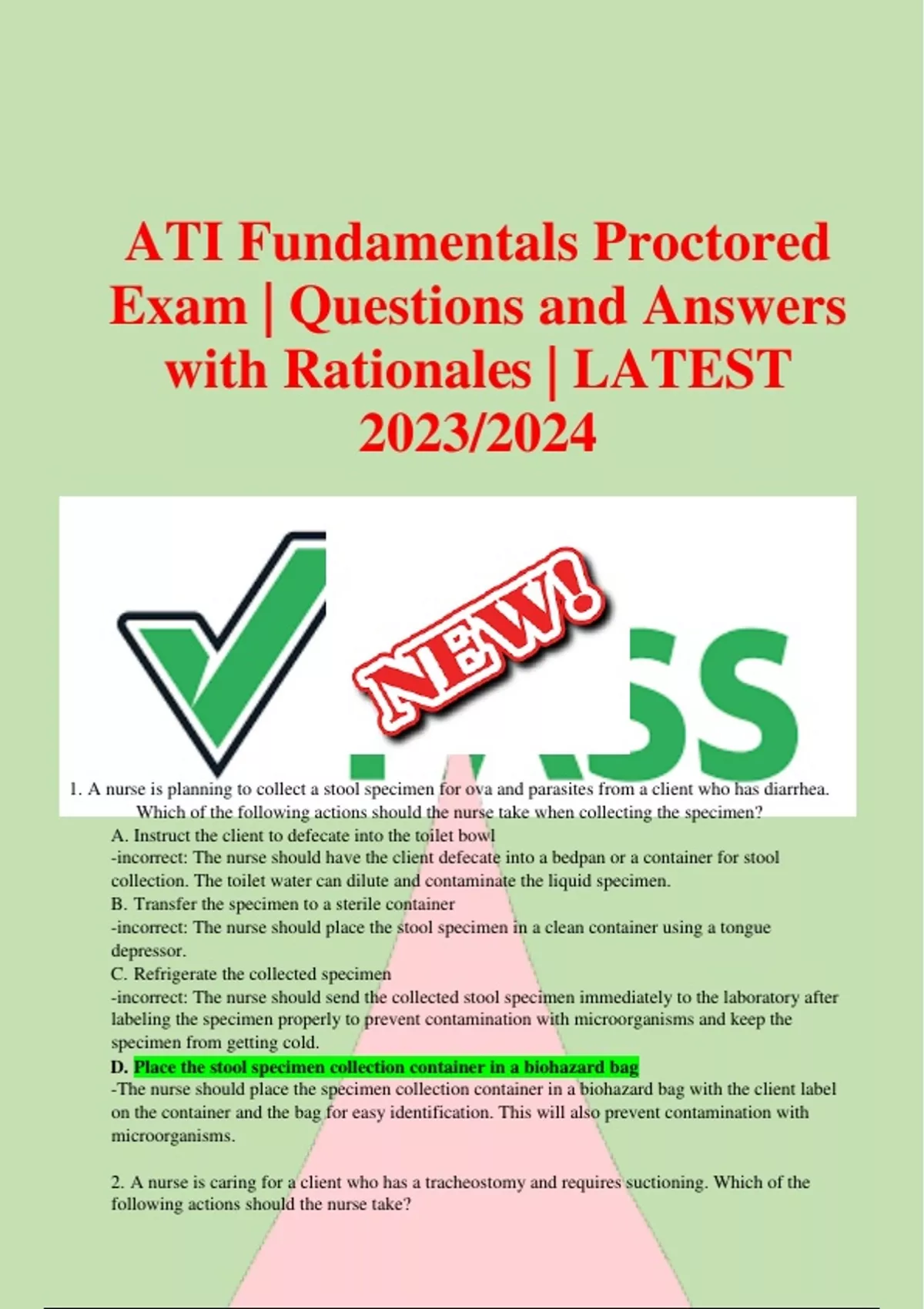 ATI Fundamentals Proctored Exam 2023 Stuvia US