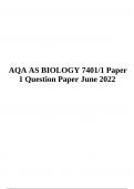 AQA AS BIOLOGY 7401/1 Paper 1 June 2022 Question Paper