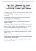 WGU D080 - Managing in a Global Business Environment Exam | Questions & Answers (100% Verified) 