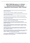 WGU D080 Managing in a Global Business Environment | Exam Questions and Answers 100% Correct