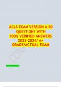 ACLS(Advanced Cardiovascular Life Support) EXAM VERSION A 50  QUESTIONS WITH 100% VERIFIED ANSWERS  2023-2024/ A+  GRADE/ACTUAL EXAM