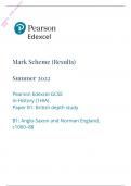 2022 Pearson Edexcel GCSE History PAPER 2: Option B1:-anglo-saxon and norman england, c1060–88 Mark Scheme