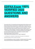 EDPNA Exam 100%  VERIFIED 2023 QUESTIONS AND  ANSWERS