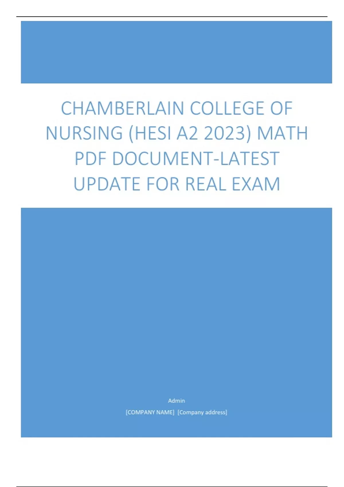 CHAMBERLAIN COLLEGE OF NURSING (HESI A2 2023) MATH PDF DOCUMENT-LATEST ...