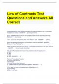 Law of Contracts Test Questions and Answers All Correct 