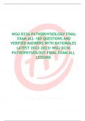 WGU D236 PATHOPHYSILOGY FINAL EXAM AL 180 QUESTIONS AND VERIFIED ANSWERS WITH