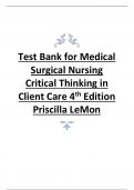 Test Bank for Medical Surgical Nursing Critical Thinking in Client Care 4th Edition Priscilla LeMon .